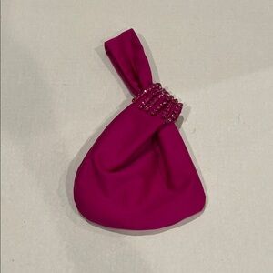 Elegant Pink Clutch with Beaded Handle